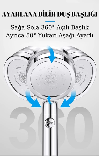Sardıcı Duş Başlığı Turbo Basınçlı Masaj Etkili Temizlenen Bilir Su Tasarruflu Duş Başlığı Yeni Model - Resim 3