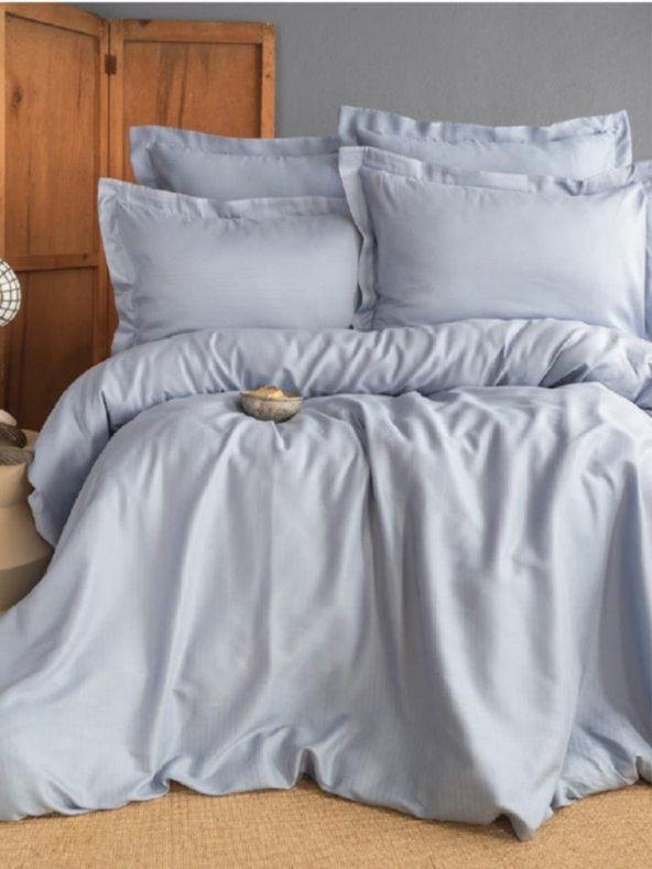 Apricitas Home Ellie Blue Çift Kişilik 100 Bambu Pamuk Saten Nevresim Takımı AP53T20211148