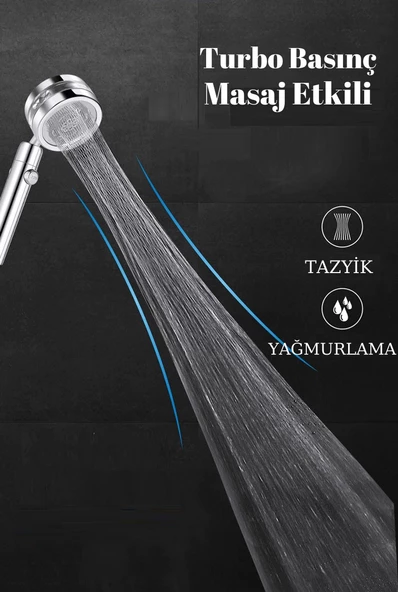 Sardıcı Duş Başlığı Turbo Basınçlı Masaj Etkili Temizlenen Bilir Su Tasarruflu Duş Başlığı Yeni Model - Resim 2