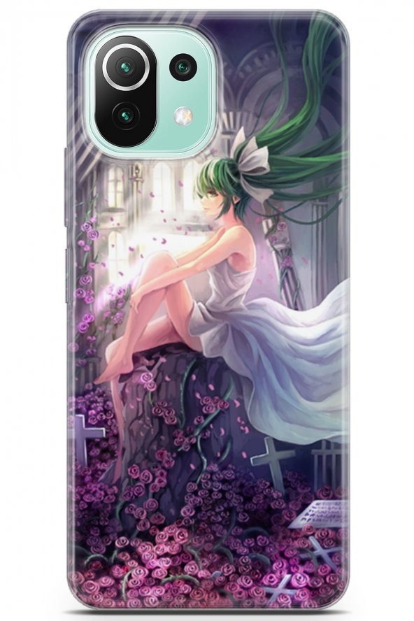 Xiaomi 11 Lite 5G NE Kılıf Seri Anime 27 Yeşil Saçlı Lazer Kesim Silikon Sarı - 1