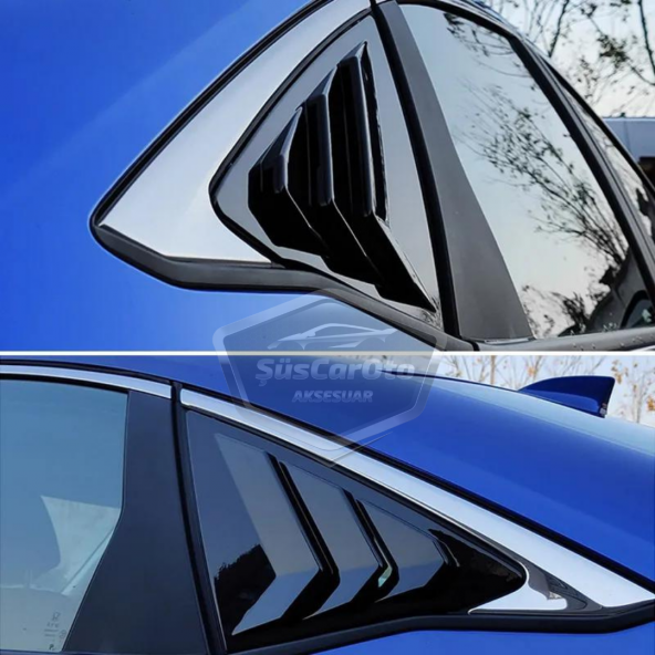 Honda Civic Fe1 2022 Sonrası Uyumlu Kelebek Cam Izgarası Kelebek Cam Vizörü Havalandırma Sağ Sol Takım Parlak Siyah