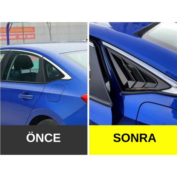 Honda Civic Fe1 2022 Sonrası Uyumlu Kelebek Cam Izgarası Kelebek Cam Vizörü Havalandırma Sağ Sol Takım Parlak Siyah - 4