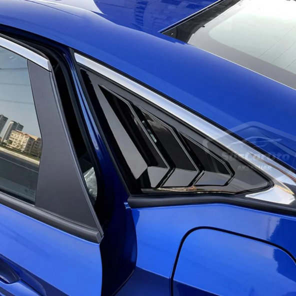 Honda Civic Fe1 2022 Sonrası Uyumlu Kelebek Cam Izgarası Kelebek Cam Vizörü Havalandırma Sağ Sol Takım Parlak Siyah - 10