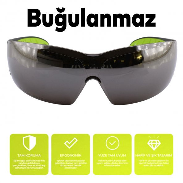İş Güvenlik Gözlüğü Kaynak Gözlüğü Lazer UV Koruyucu Toz Korumalı Gözlük Silikon Kulaklık Gümüş - 5