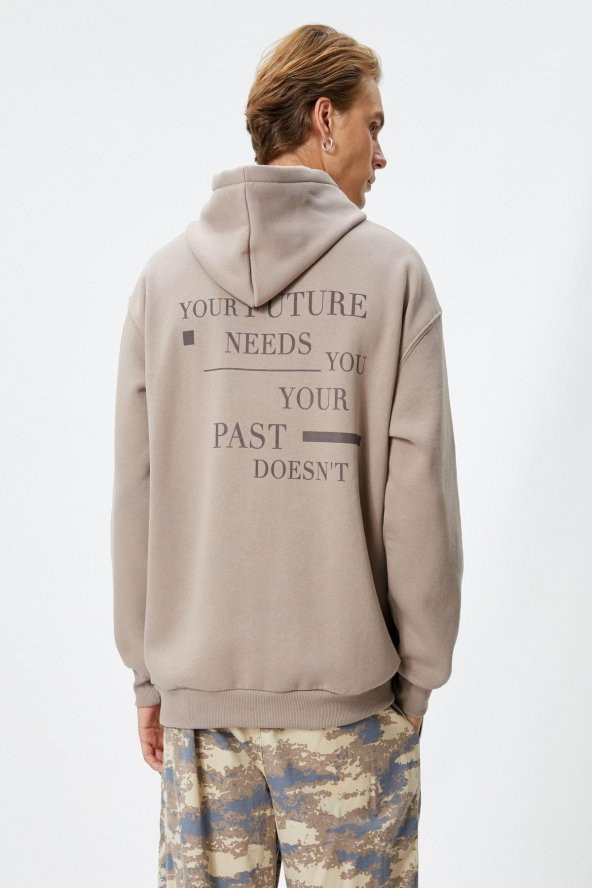 4WAM70168MK Koton Erkek Sweat BEJ - Resim 4