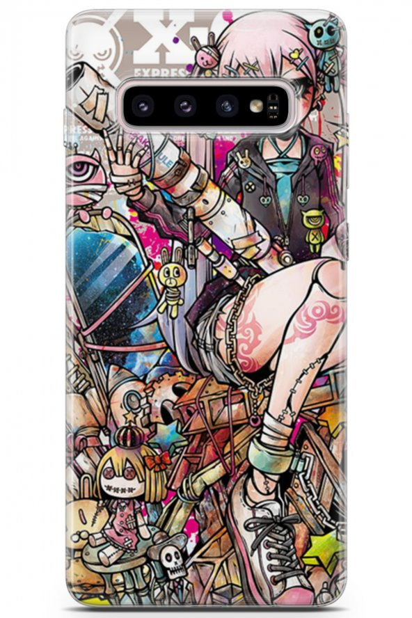 Samsung Galaxy S10 Plus Kılıf Seri Anime 06 Bebekli Koruyucu Kapak Lacivert - 1
