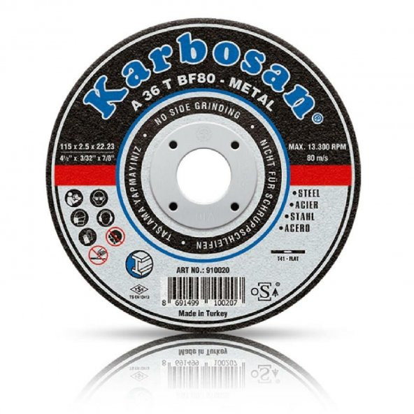 Karbosan Metal Kesici Taş Disk Taşlama Spiral Demir Kesme Diski 180x3.0x22.23 mm - 2