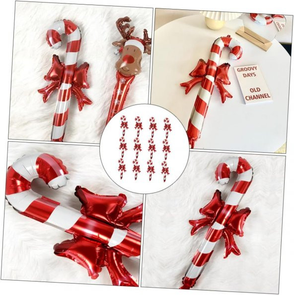 Kurdeleli Baston Şeker Folyo Balon 57x29,5 cm - Resim 3