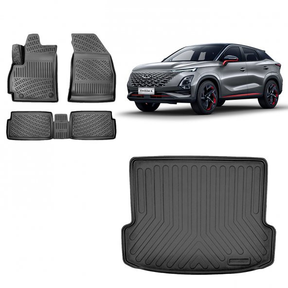 Chery Omoda 5 2022 Sonrası 3D Havuzlu Paspas ve Bagaj Havuzu Set Siyah