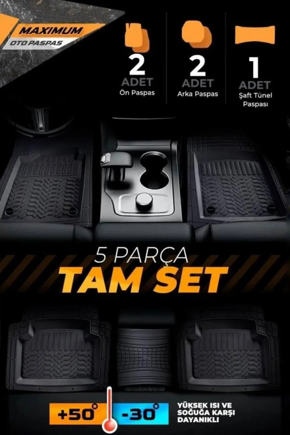 Mitsubishi Carisma ile Uyumlu 4D Universal Derin Havuzlu Paspas Maximum Siyah