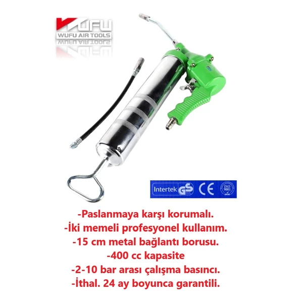 Wufu Havalı Gres Pompası-El Tipi Yağlama Tabancası 400 cc - 2