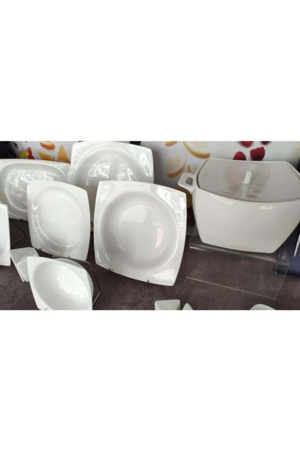 Tantitoni Fıne Bone Chına Blank 60 Parça Kare Yemek Takımı - 3