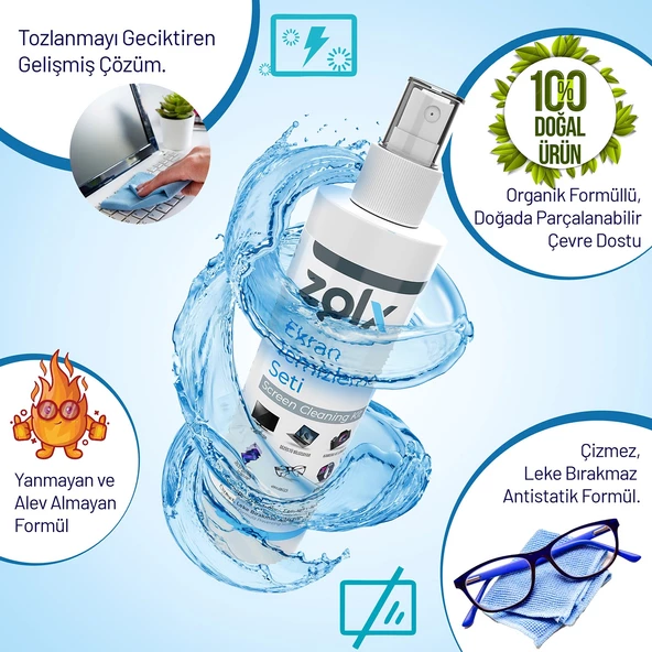 Zolx Ekran Temizleme Seti 250ML ( Mikrofiber Bez ) - 5