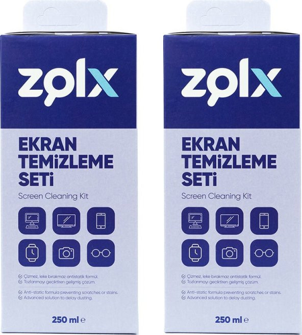 Zolx Ekran Temizleme Seti 250ML * 2 Adet ( Mikrofiber Bez )