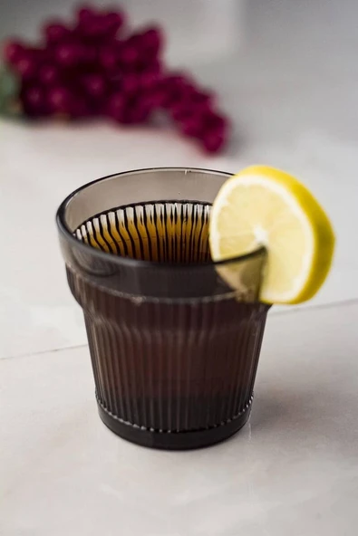 Akrilik Füme 6lıi Kısa Bardak & Su Meşrubat Kahve Yanı Bardağı 300 ml ( Cam Değildir ) - 5