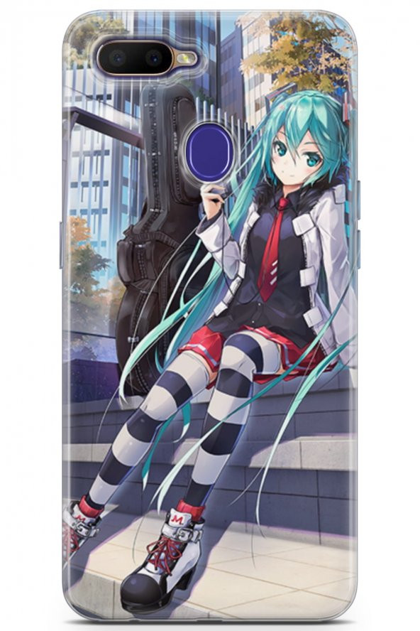 Oppo RX17 Neo Kılıf Seri Anime 26 Turkuaz Saçlı Soft Kapak Yeşil - 1