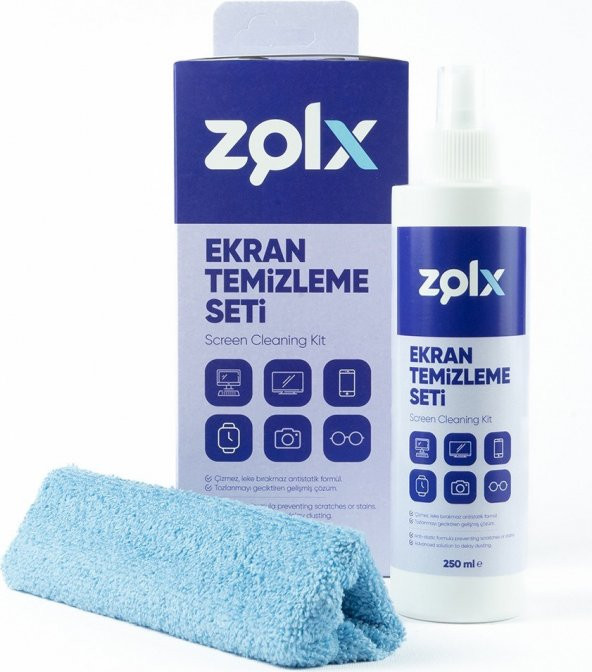 Zolx Ekran Temizleme Seti 250ML * 4 Adet ( Mikrofiber Bez ) - 3