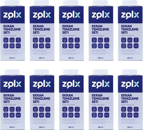 Zolx Ekran Temizleme Seti 250ML * 10 Adet ( Mikrofiber Bez )