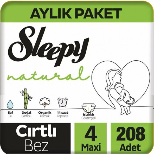 Sleepy Natural 4 Numara Maxi 208'li Bebek Bezi