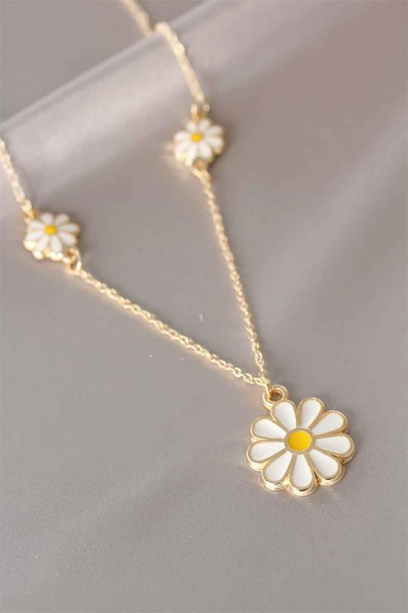 Papatyalı Kolye ve Bileklik Seti BKO4-50 - 2