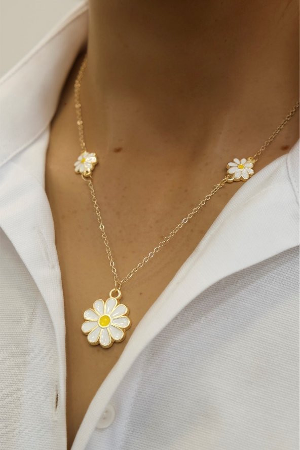 Papatyalı Kolye ve Bileklik Seti BKO4-50 - 4