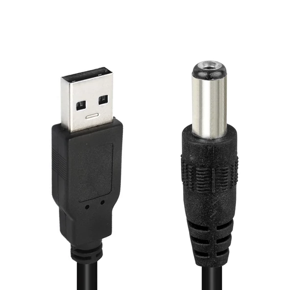 POWERMASTER USB ERKEK 5.5*2.5 UÇLU ADAPTÖR JACKLI 1 MT KABLO