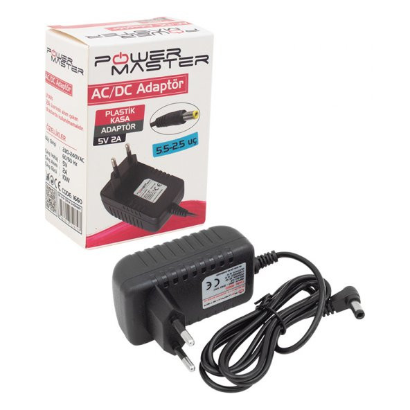 POWERMASTER 34.MA.0030  5 VOLT- 2 AMPER - 10 WATT 5.5*2.5 MM DÜZ UÇLU PRİZ TİPİ ADAPTÖR - 2