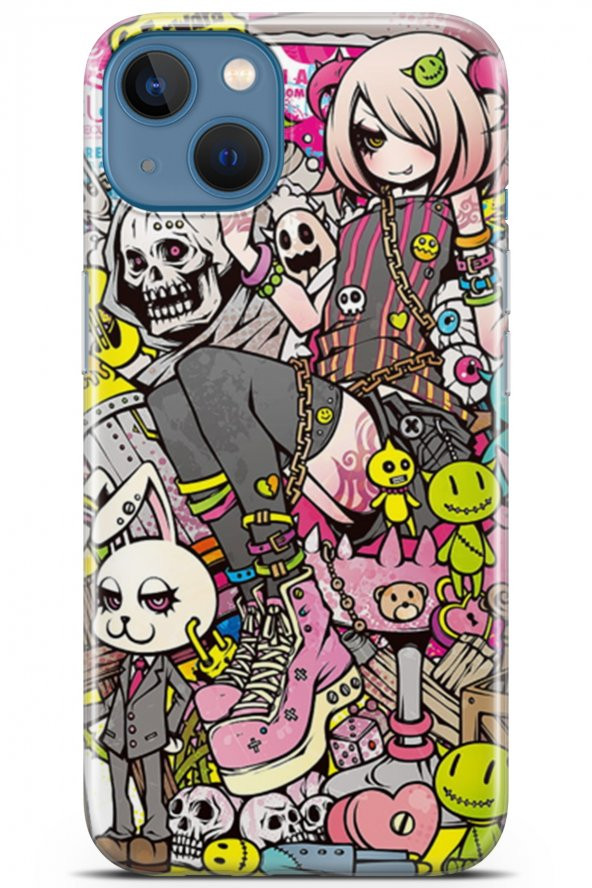 Apple iPhone 13 Kılıf Orijinal Seri Anime 08 Go For Baskılı Kılıf Karışık Çok Renkli - 1