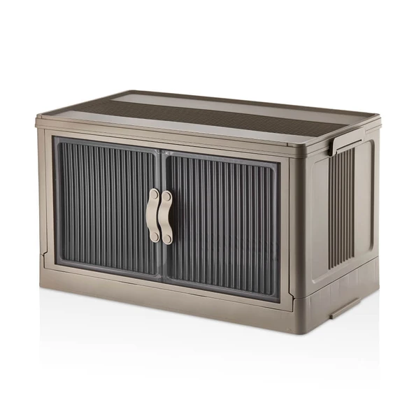 Piev Emayhome Çok Amaçlı Kapaklı Portatif İstiflenebilir Tekerlekli Organizer Dolap 4 Lü Cappuccino - Resim 9