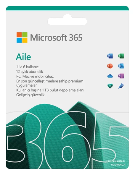 Microsoft 365 Aile  Elektronik Lisans