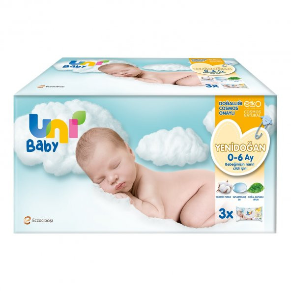 Uni Baby Yenidoğan Islak Havlu Mendil 3Lü 120 Yaprak