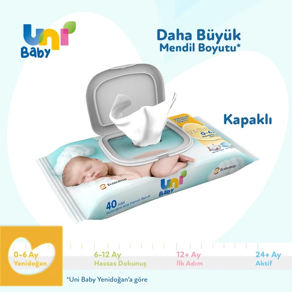 Uni Baby Yenidoğan Islak Havlu Mendil 3Lü 120 Yaprak - 5