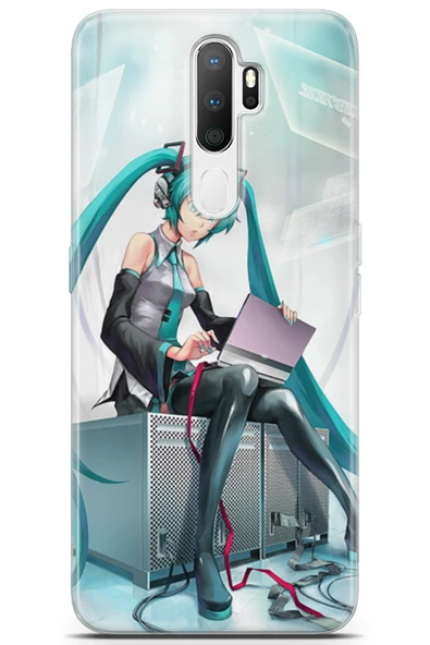 Oppo A5 2020 Kılıf Orijinal Seri Anime 30 Bilgisayarlı Kenarları Şeffaf Kapak Siyah Beyaz