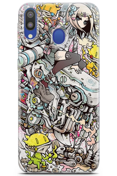 Samsung Galaxy M20 Kılıf Orijinal Seri Anime 03 Kız Arka Kapak Mor