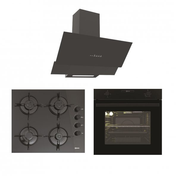 Ukinox Siyah Cam Set 2 ( Carlo 60 Ocak - Enzo MX X Fırın - Lento MX Davlumbaz )