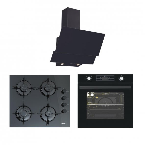 Ukinox Siyah Cam Set 1 ( Carlo 60 Ocak - Matteo TMX Fırın - Dolce MX Davlumbaz )