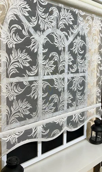 StorBurada Çift Mekanizmalı Kirli Beyaz Tül Perde ve Ekru Stor Perde STB-101  Beyaz 130 x 200 - Resim 3