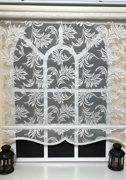 StorBurada Çift Mekanizmalı Kirli Beyaz Tül Perde ve Ekru Stor Perde STB-101  Beyaz 80 x 200 - 4