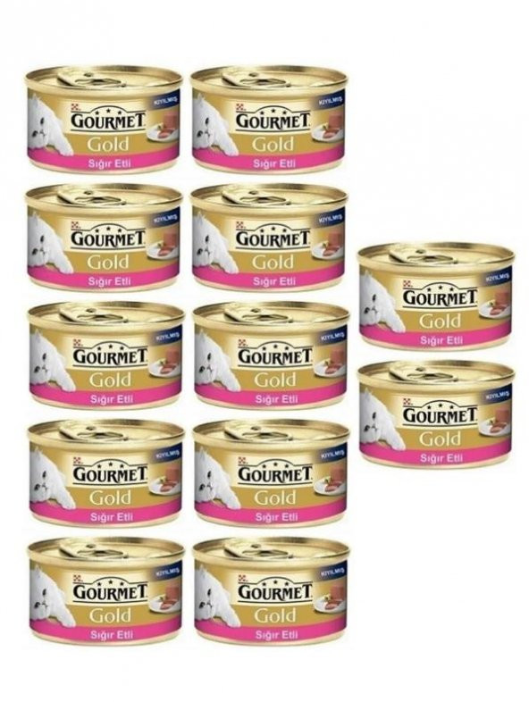 Gold Kıyılmış Sığır Eti Yaş Kedi Maması 85Gr 12 AL 10 Öde