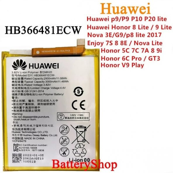 Day Huawei Honor 5C HB366481ECW 3000 mAh Batarya Pil Orijinal Uzun Ömürlü Yüksek Kapasite