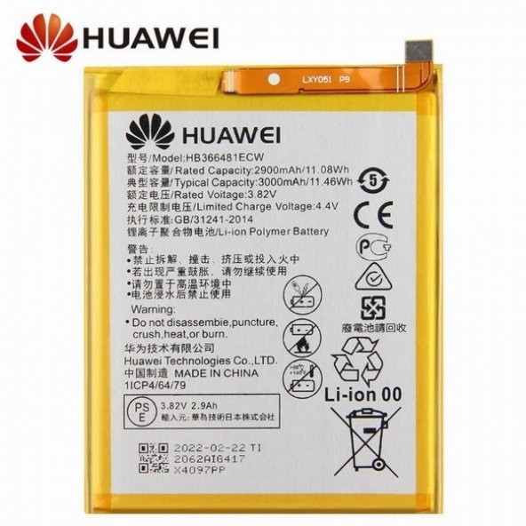 Day Huawei P9 HB366481ECW 3000 mAh Batarya Pil Orijinal Kalite Uzun Ömürlü Yüksek Kapasite
