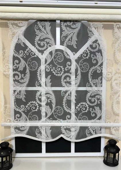 StorBurada Çift Mekanizmalı Kirli Beyaz Tül Perde ve Ekru Stor Perde STB-105  Beyaz 170 x 200 - Resim 4