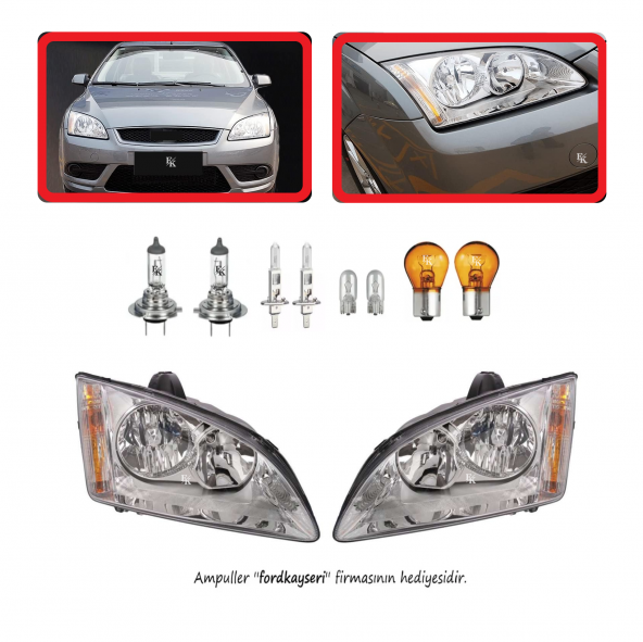 Ford Focus 2 Ön Far Lamba Beyaz Zemin Sağ Sol Takım 20052008