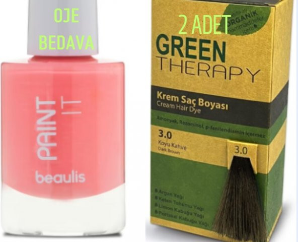 Green Therapy 2 Adet  Green Therapy Krem Saç Boyası  Oje Hediyeli