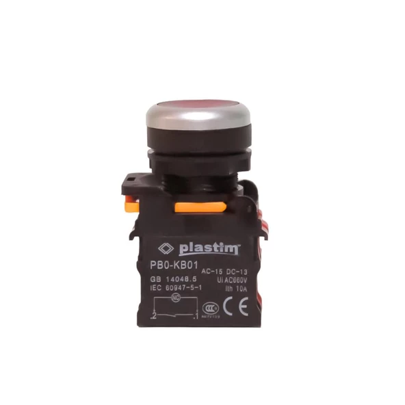 PLASTİM 22 Mm - 1Nc - 24V Led Işıklı Kırmızı Buton