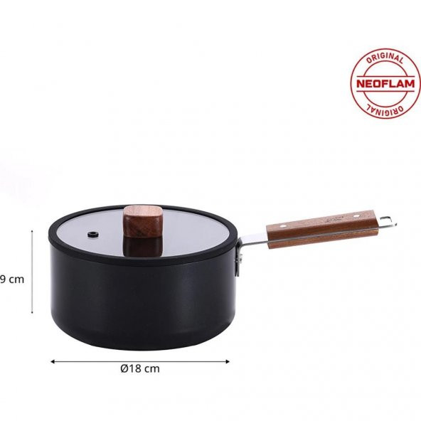 NEOFLAM BIEN ALÜMİNYUM DÖKÜM SOS TENCERESİ SİYAH 18 CM - 4