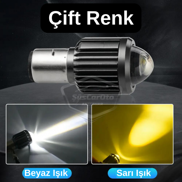 Otomobil Araç Motosiklet Mercekli Far Ampulü Led Far Çift Renk Sarı-Beyaz CSP Led Lamba Delici Yayıcı S2 Uzun Kısa 1 Adet BA20D H6 - 2