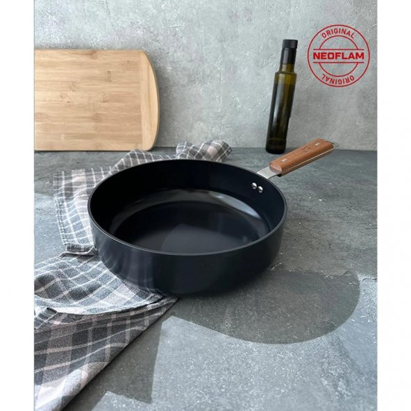 NEOFLAM BIEN ALÜMİNYUM DÖKÜM WOK TAVA  SİYAH 24 CM - 3