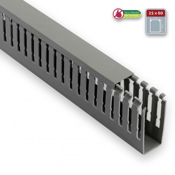 AKİŞ APSG-25060 DELİKLİ PANO TİPİ PVC KABLO KANALI (25x60 MM, GRİ) ( 48 Metre )