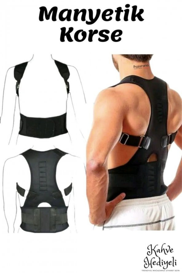 2 Li Avantaj Paketi Spor Manyetik Dik Duruş Korsesi Bel Omuz Kamburluk Önleyici Sırt Kemeri Aparatı ürün görseli 1